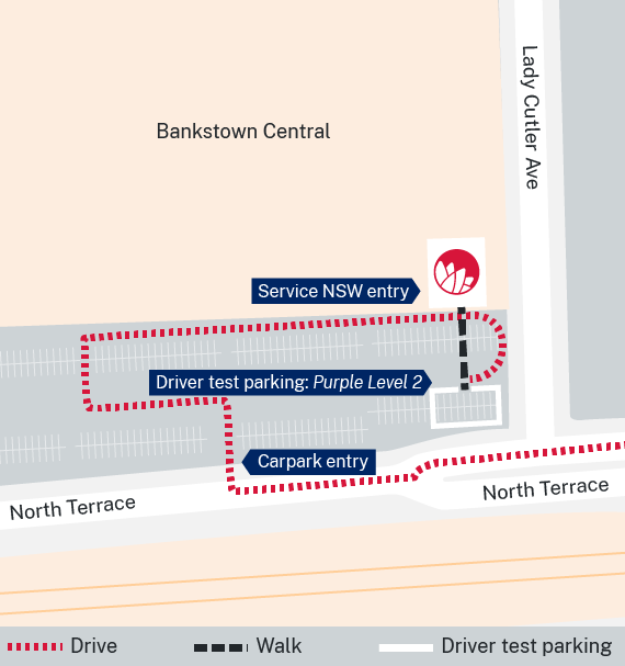 Bankstown Service Centre driver testing parking location