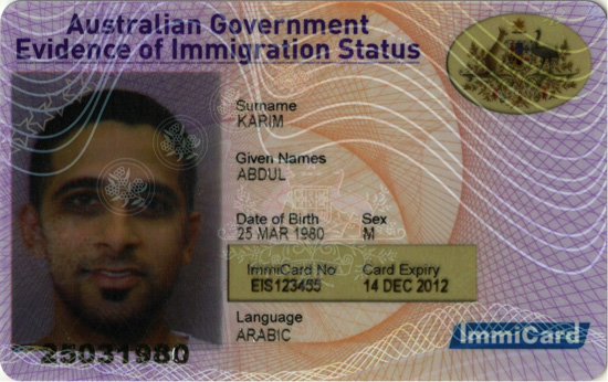 Evidence of Immigration Status (EIS) ImmiCard