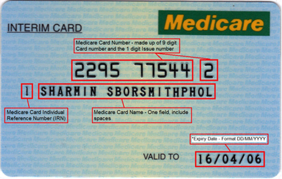 Australian Interim Medicare Card - Blue