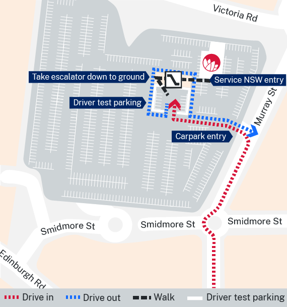 Marrickville Service Centre driver testing parking location