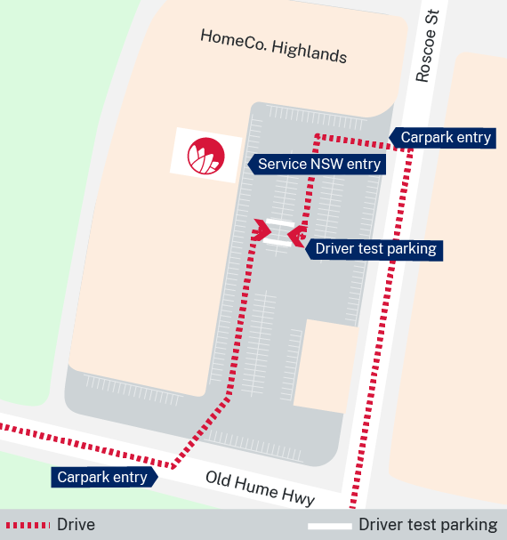 Mittagong Service Centre driver testing parking location