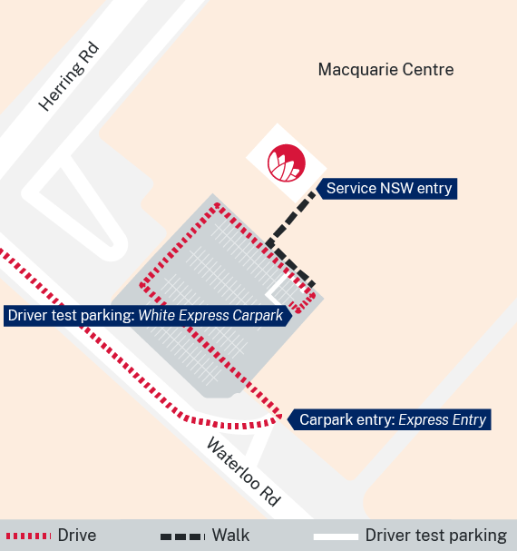 Ryde Service Centre driver testing parking location