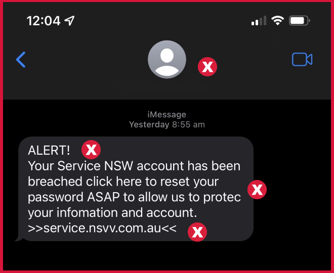 Example of a mobile text scam